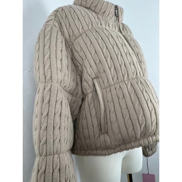 NWT AVEC LES FILLES Cable Knit Cropped Puffer Jacket (Womens: XL) - Picture 4 of 16